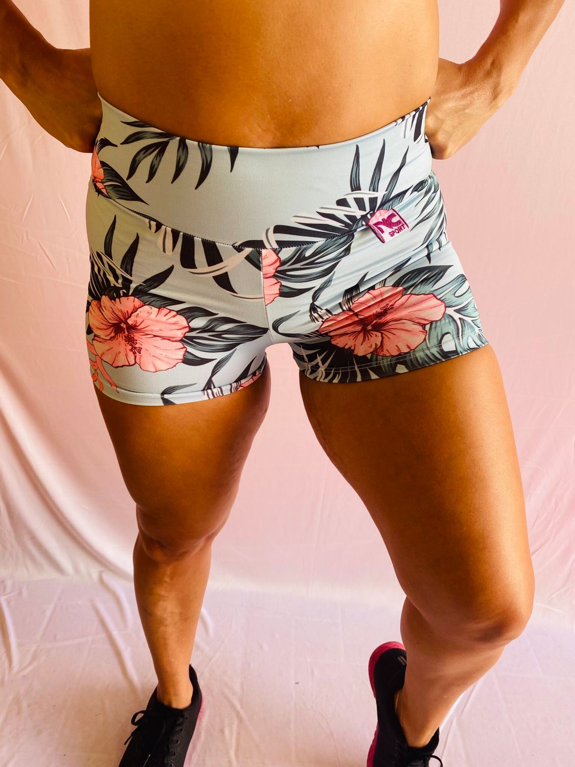 Short Menta con flores Rosa