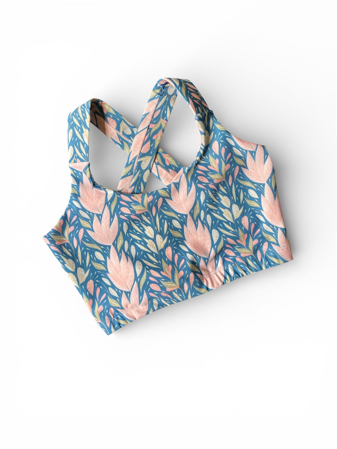 Top de Gota Celeste con Hojas Rosa Top de Gota Celeste con Hojas Rosa