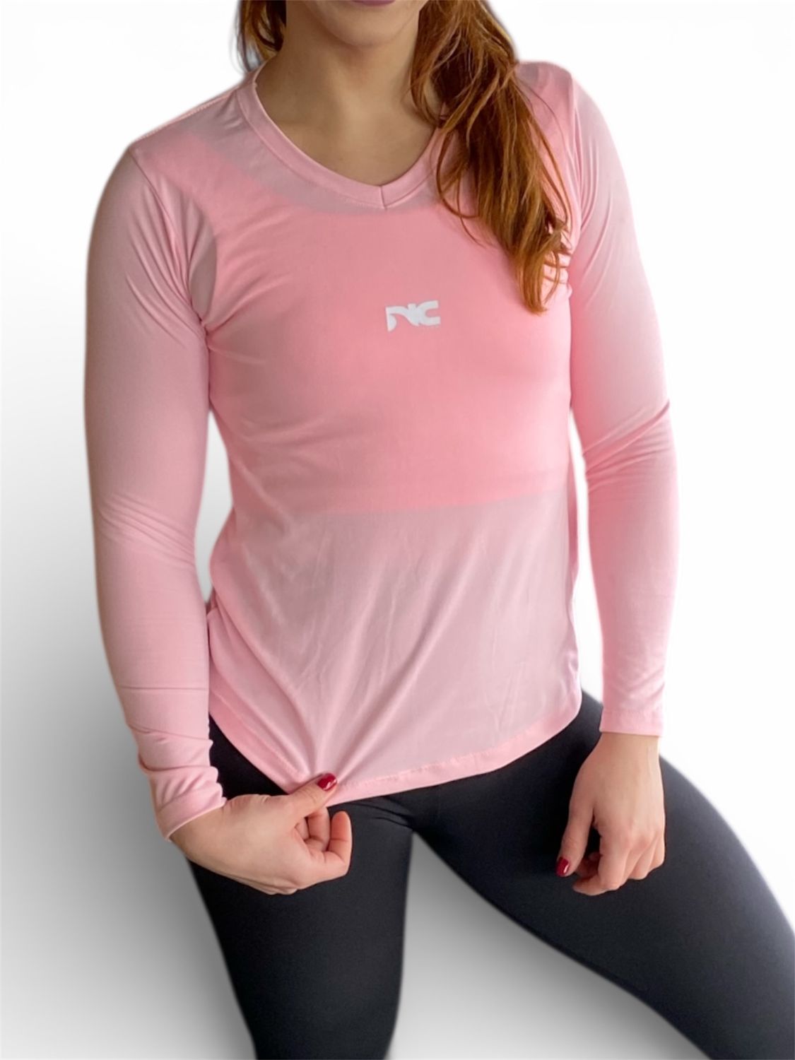 T Shirt manga larga Rosa