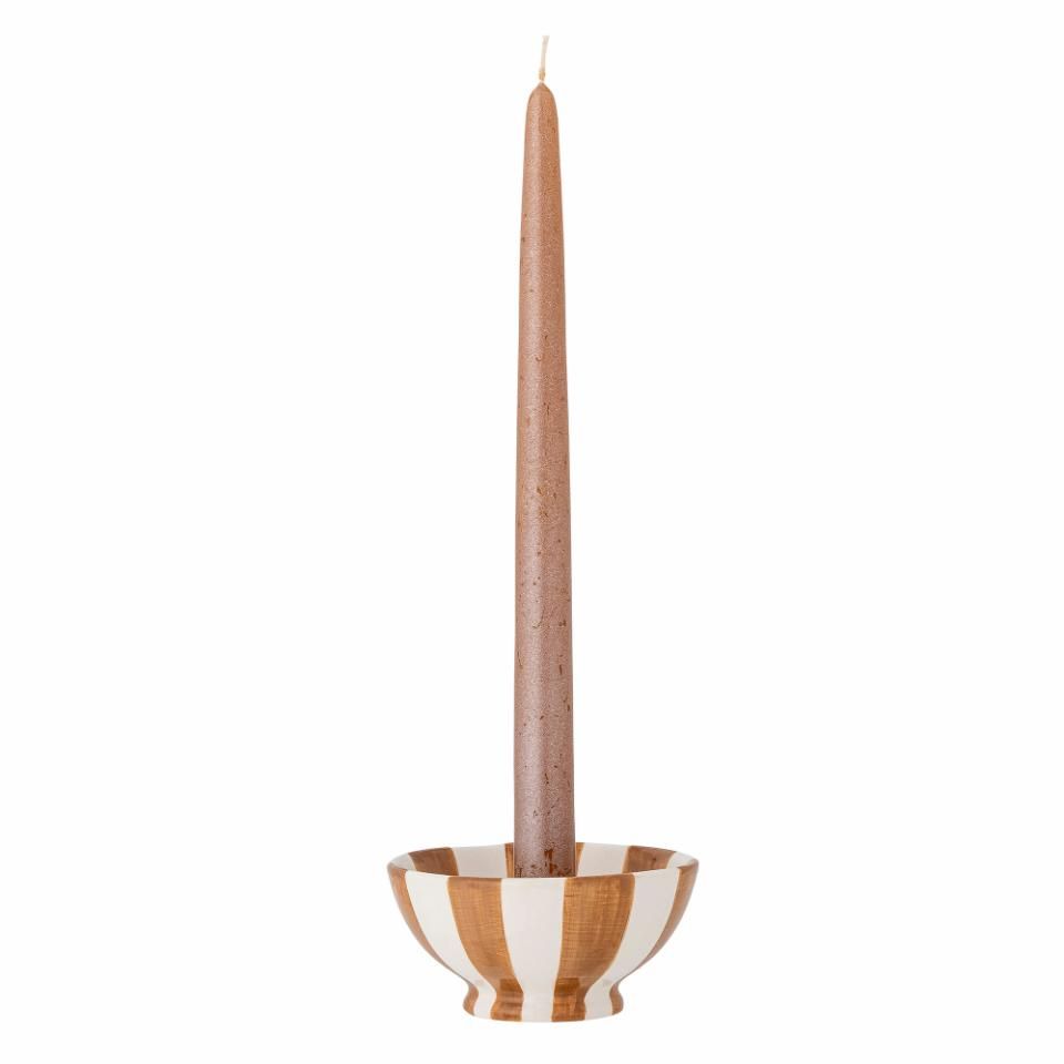 Eja Candle Holder, Brown, Stoneware Ø9xH4,5 cm