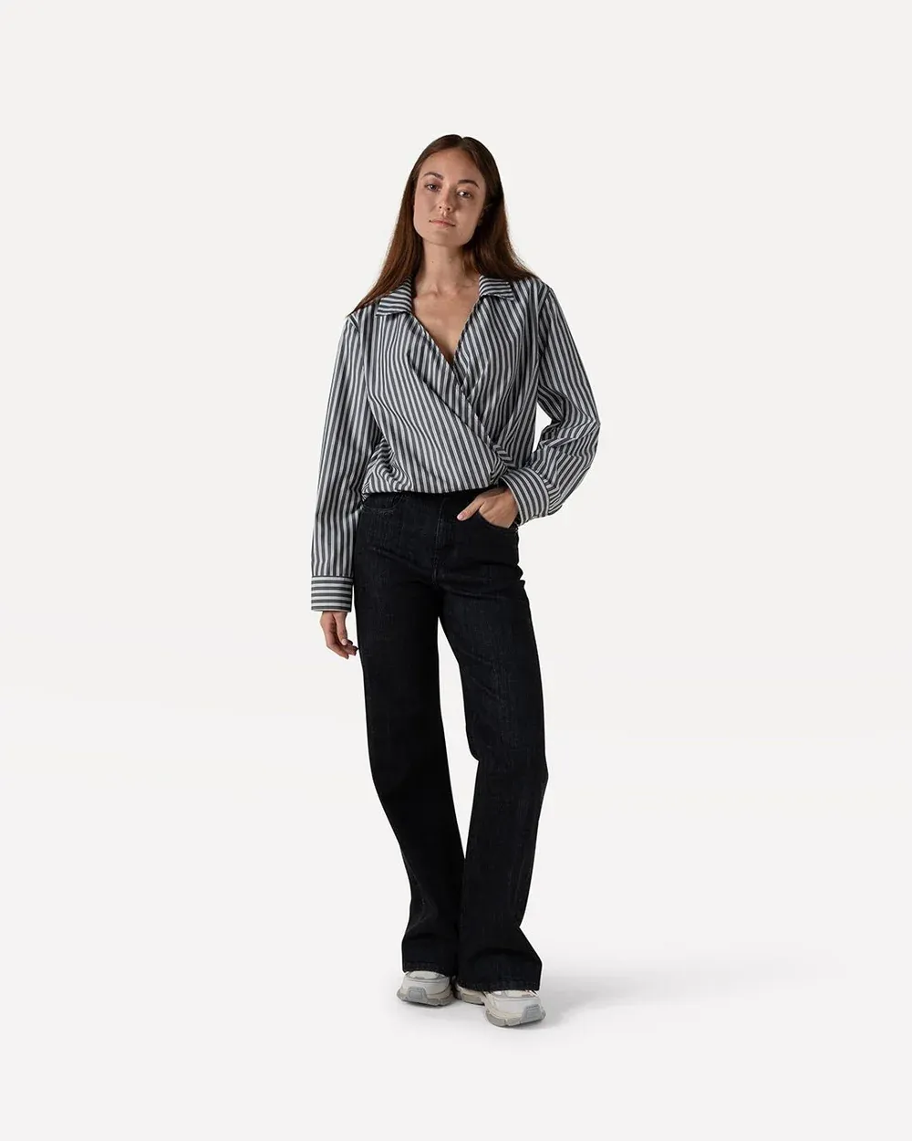 Elsie top l/sBlack white stripe