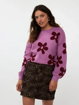 Knitted sweater DaisieLilac/burgundy