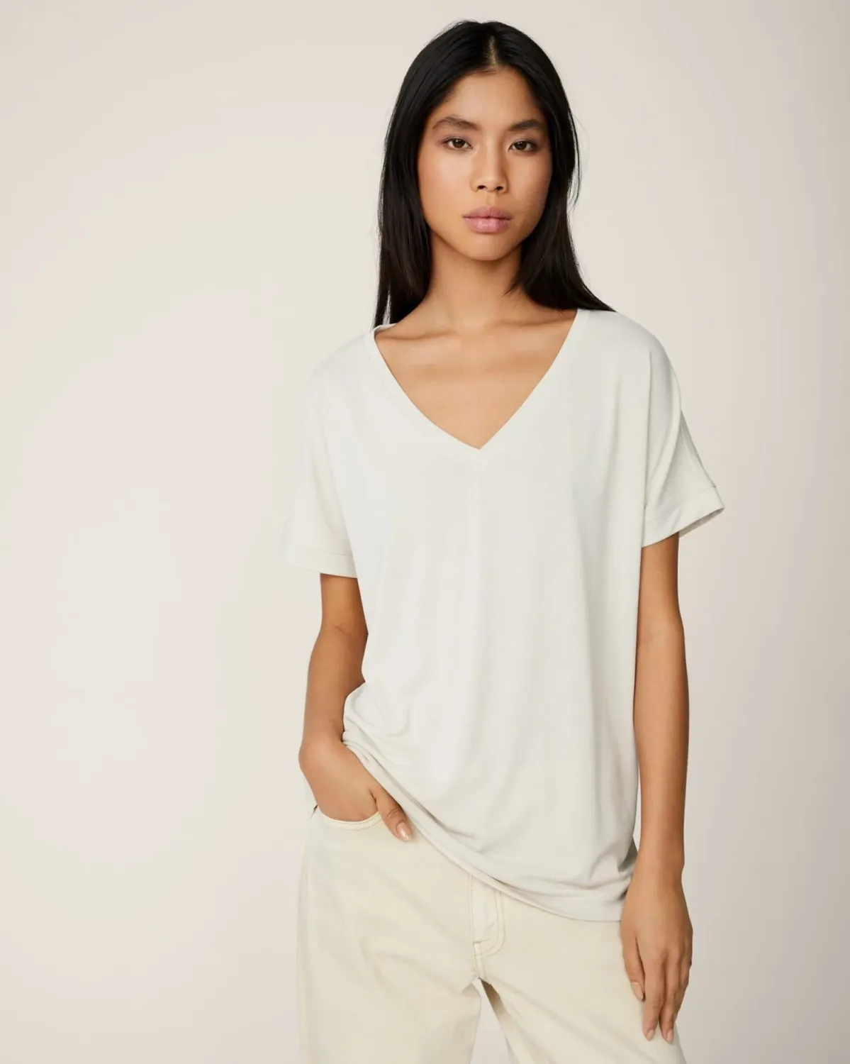 MSCHFenya Modal V Neck TeeOATMEAL