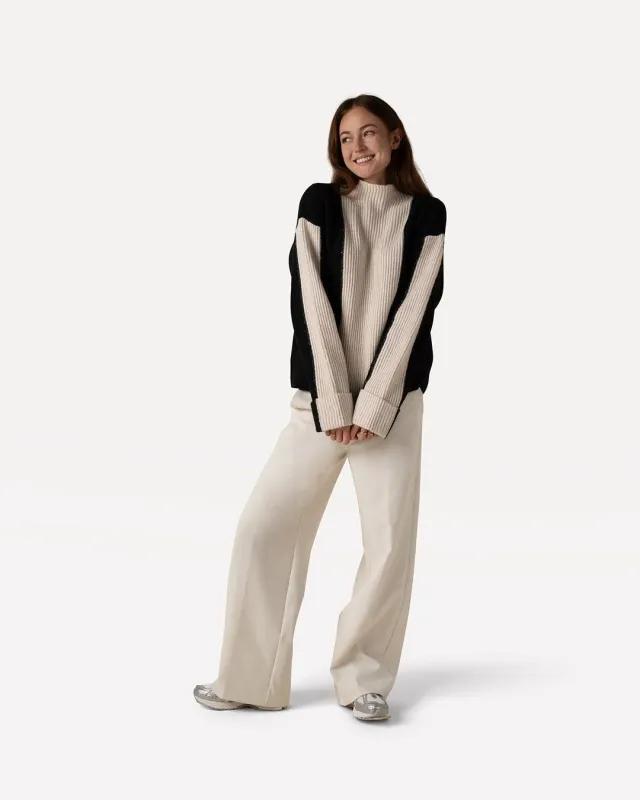 Noel knitted pull l/sBlack parchment stripe