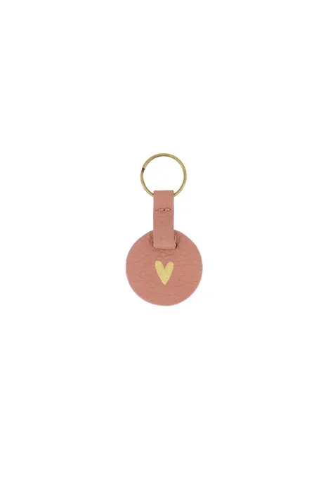 Ronde sleutelhanger hartje mauve