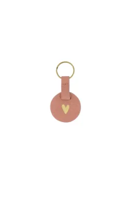 Ronde sleutelhanger hartje mauve