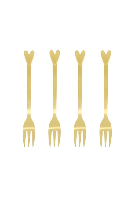 set van 4 vorkjes hartje goud