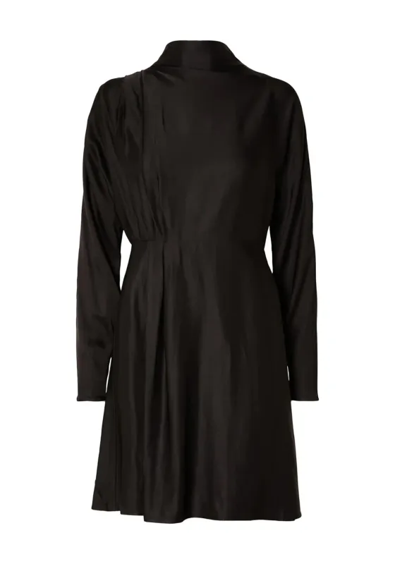SLFALANA LS SHORT SATIN DRESS BBlack