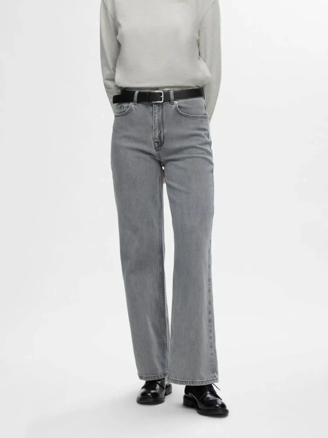 SLFALICE HW WID LONG ELOISE GRE JEA NOOS Light Grey Denim