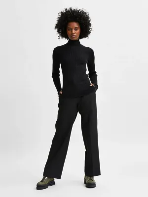 SLFCOSTINA - longsleeve knit rollback - black