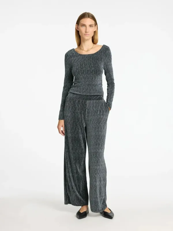 SLFANITA TINNI HW RELAXED PANTSBlack SILVER LUREX