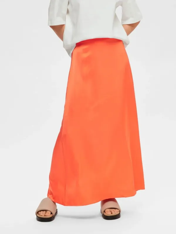 SLFFRANZISKA HW ANKLE SATIN SKIRT BEmberglow