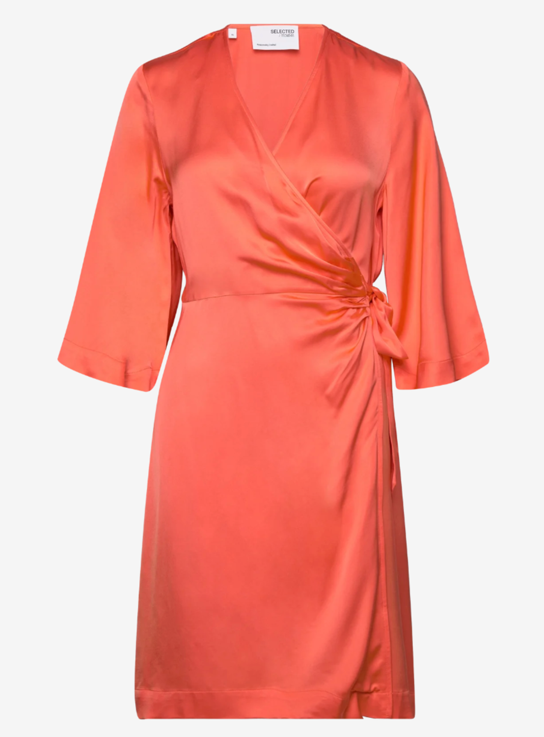 SLFFRANZISKA 3/4 SHORT SATIN WRAP DRESSEmberglow