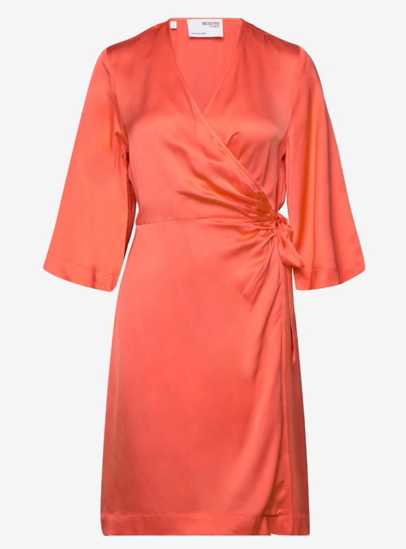 SLFFRANZISKA 3/4 SHORT SATIN WRAP DRESSEmberglow