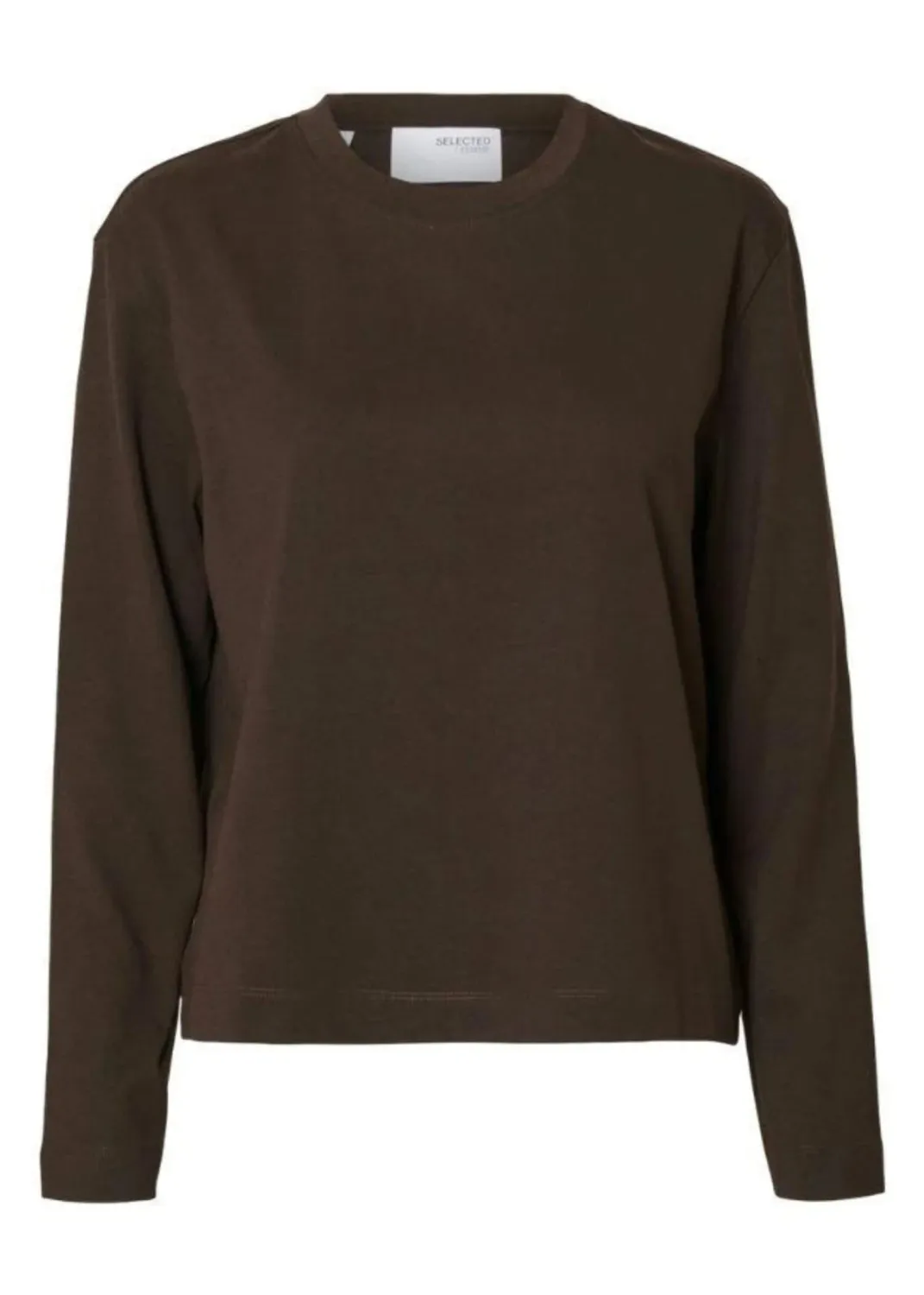 SLFESSENTIAL LS BOXY TEE NOOSCoffee Bean