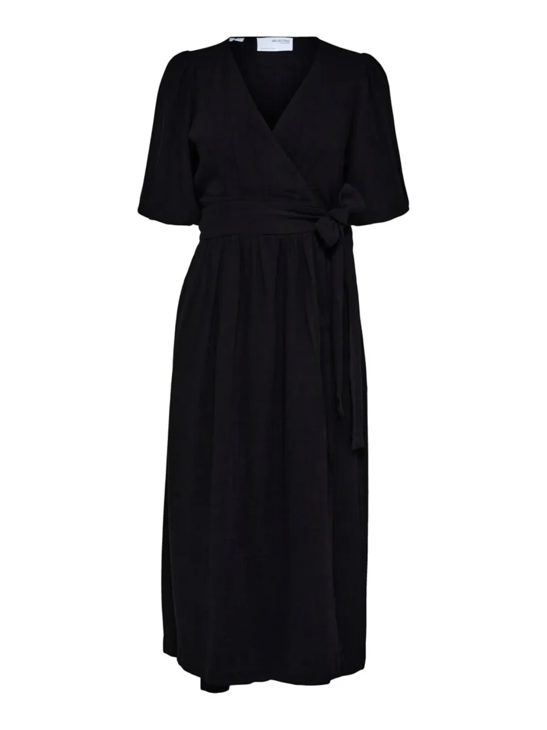 SLFEVITA 2/4 MIDI WRAP DRESS BBlack