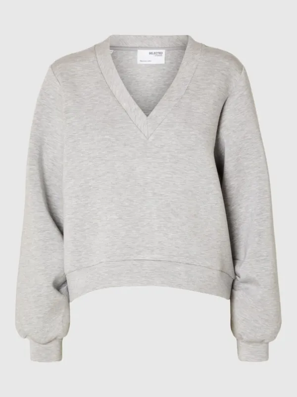 SLFJAMILA LS V-NECK SWEATLight Grey Melange
