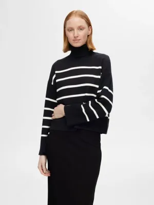SLFKAMMA LS KNIT ROLL NECK NOOSBlack BIRCH
