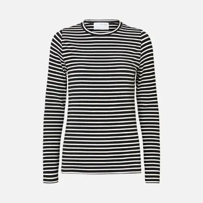 SLFMANJA LS O-NECK STRIPE NOOSBlack SNOW WHITE