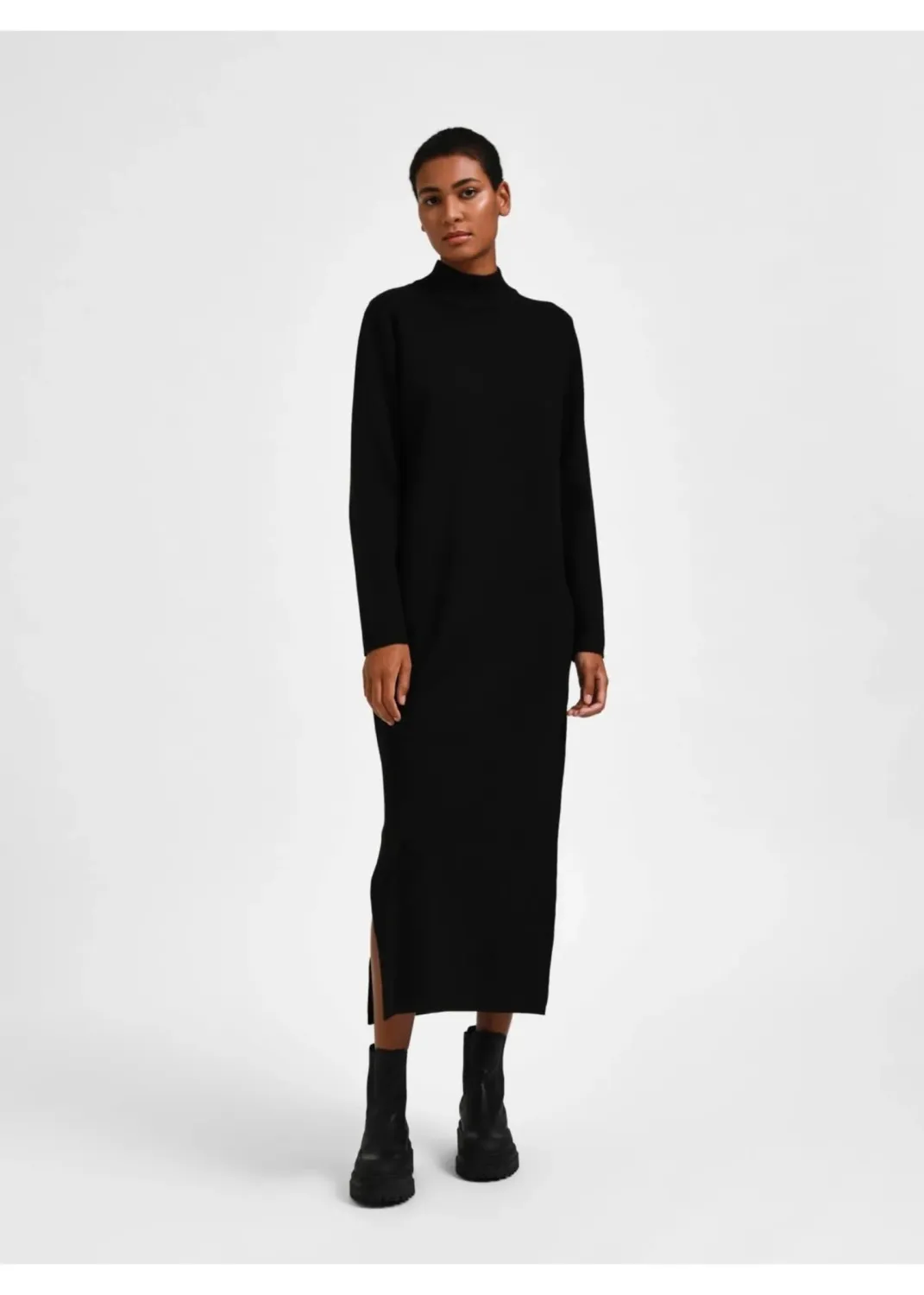 SLFMERLA LS KNIT DRESS BBlack
