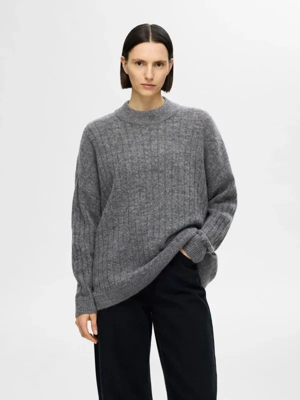 SLFMALINE LS KNIT HIGH NECK NOOSMedium Grey Melange