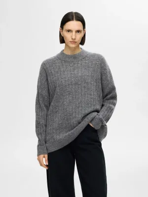 SLFMALINE LS KNIT HIGH NECK NOOSMedium Grey Melange