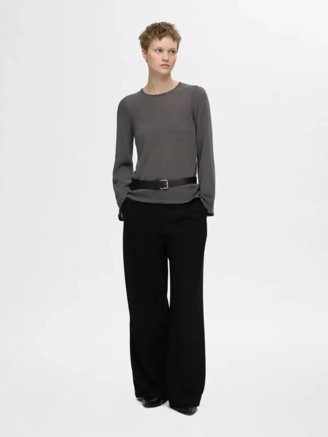 SLFMOON SUS LS KNIT O-NECKVolcanic Ash