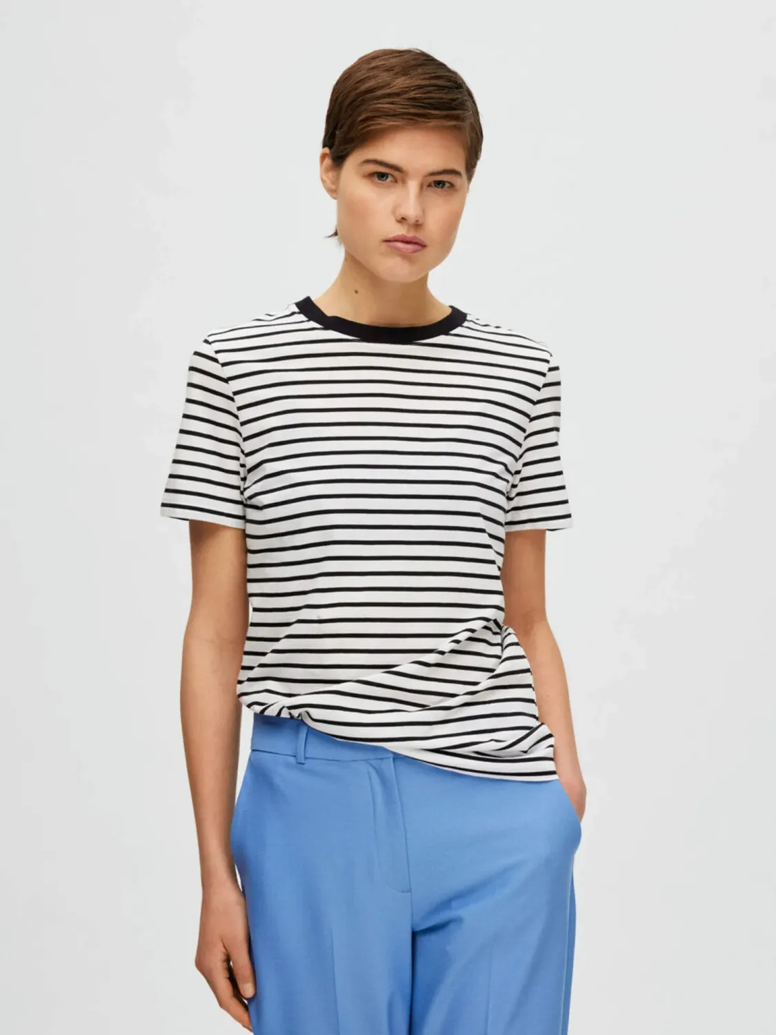 SLFMYESSENTIAL SS STRIPE 0-NECK TEE NOOS