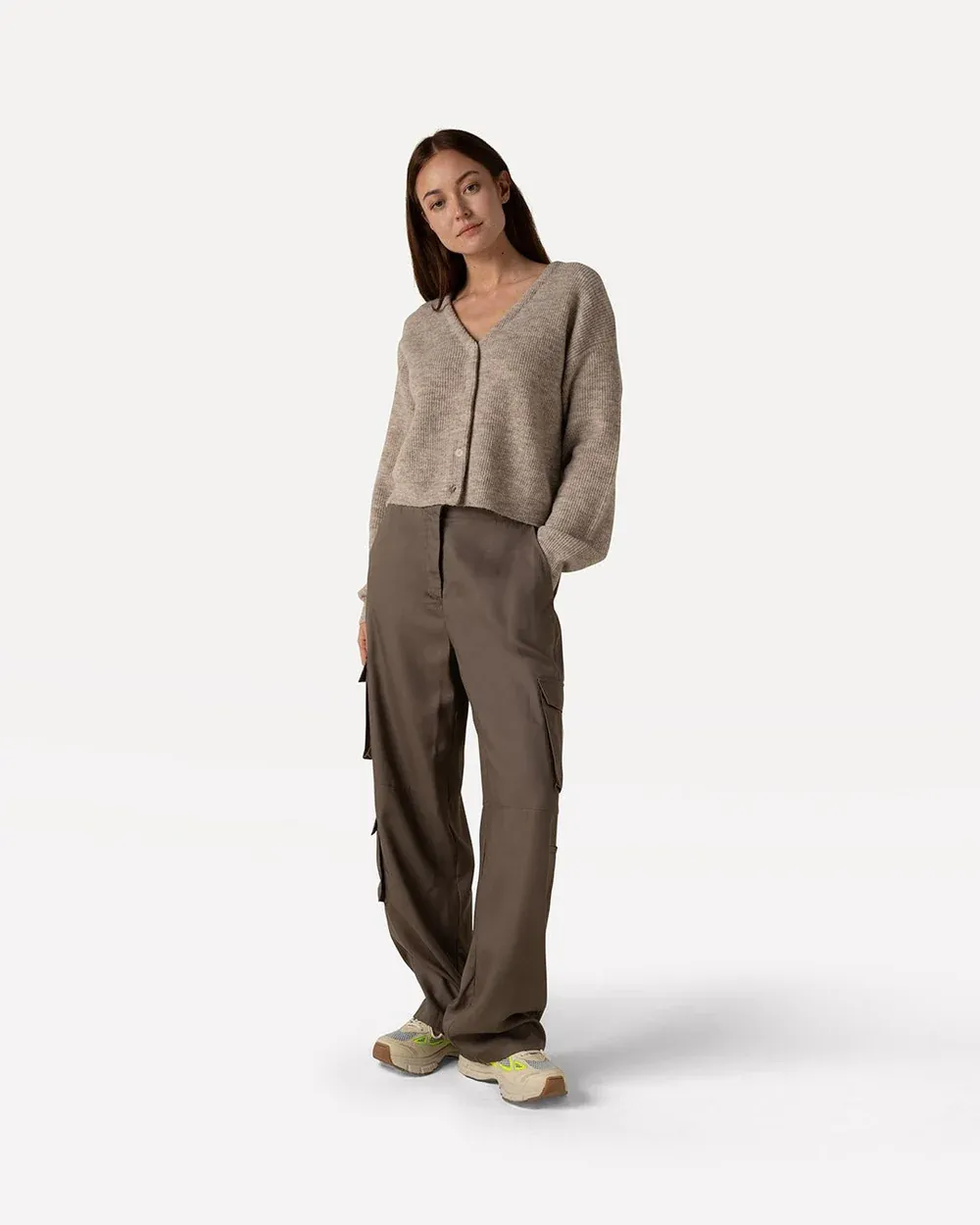 Suvi knitted cardigan l/sSemolina melee