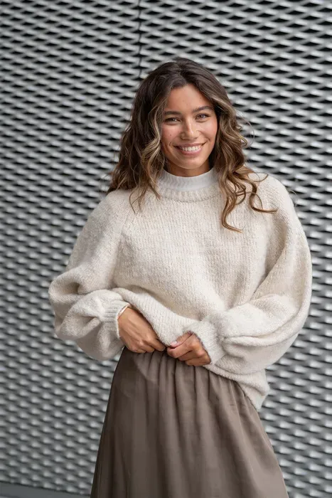 trui met lurex creme
