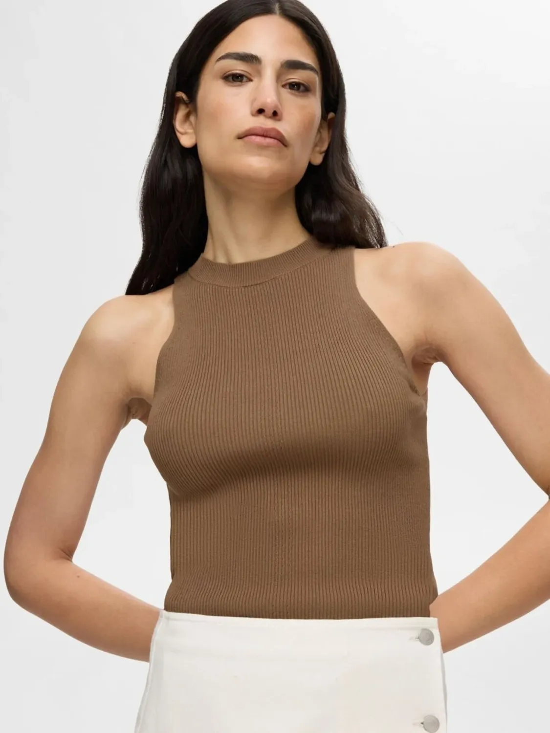 SLFSOLINA SL KNIT TOP NOOS Coca Mocha