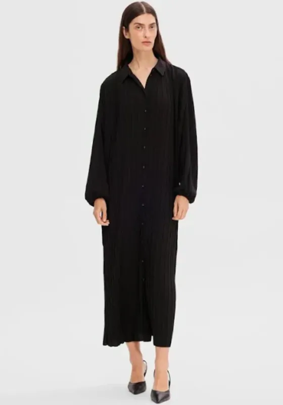 SLFVALERIA LS ANKLE PLISSE DRESS BBlack
