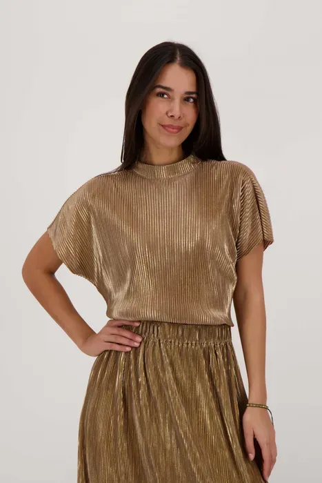 plisse turtle top champagne goud