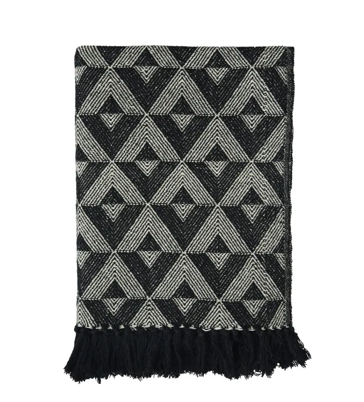 Recycled cotton throw | Black, off white