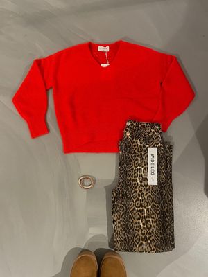 Wide denim Leopard