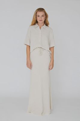 Linnen maxi skirt sand