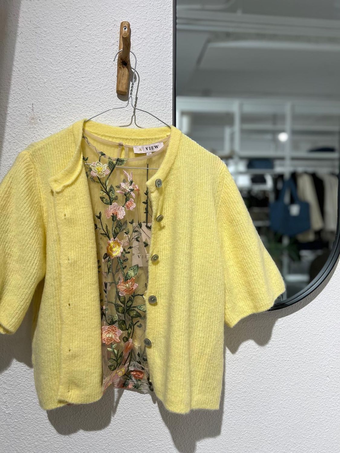 Knitted vest geel korte mouwen dames 