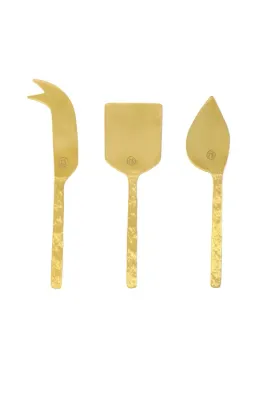 set van 3 kaasmesjes goud