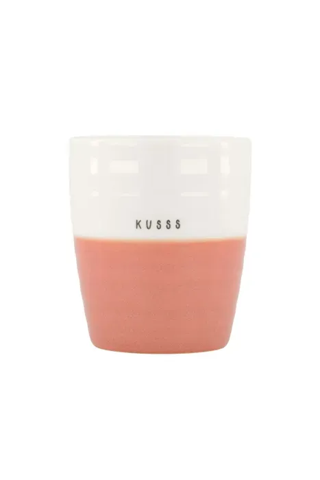 koffiemok kusss wit/oudroze