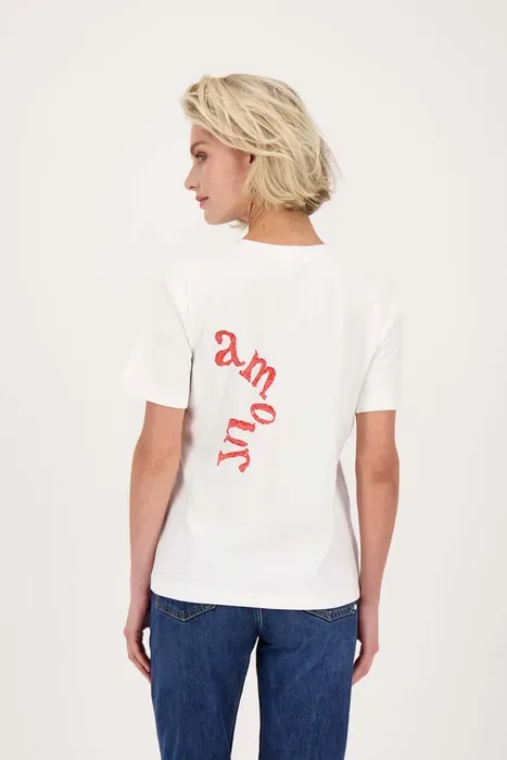 T-shirt korte mouw met print amour wit