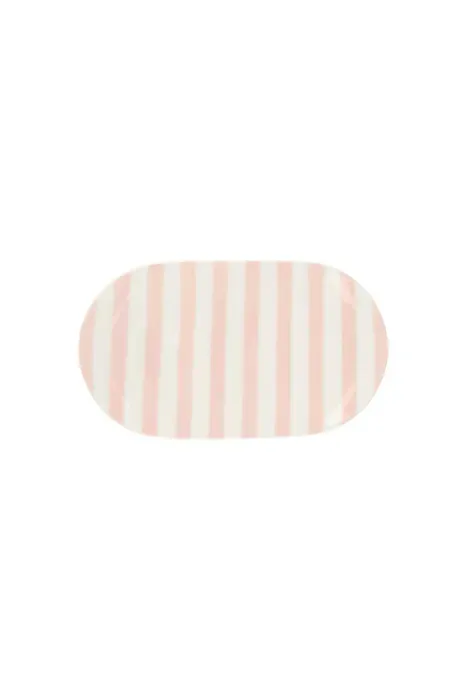 serveerschaal streep 20x11.5cm wit / roze