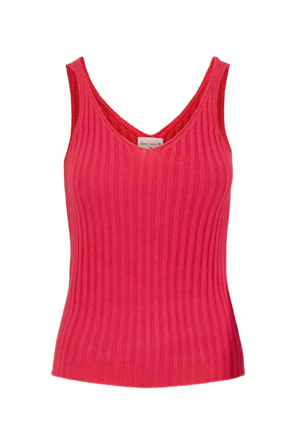 singlet gebreid in rib - rood