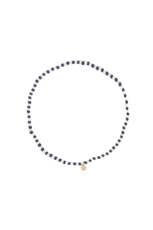 Armband streep kraal - wit grijsblauw