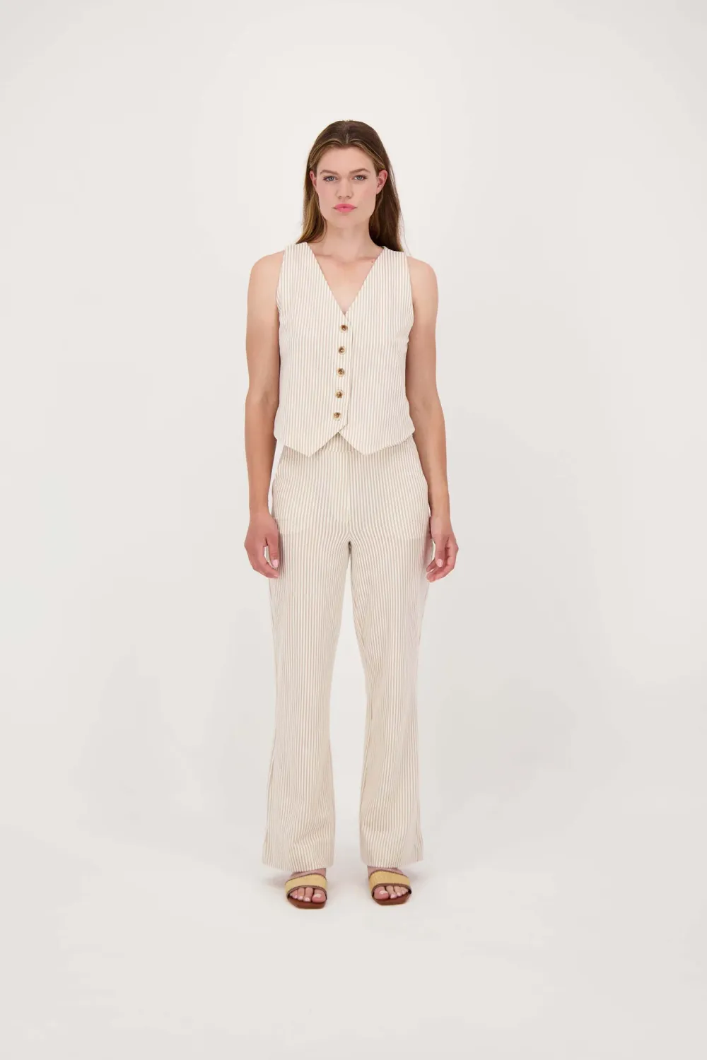 streep broek wijd model off-white / ecru