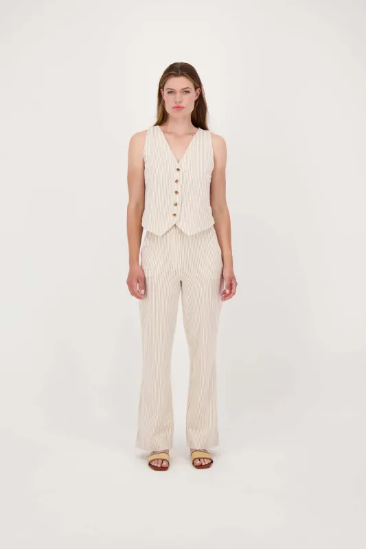 streep broek wijd model off-white / ecru