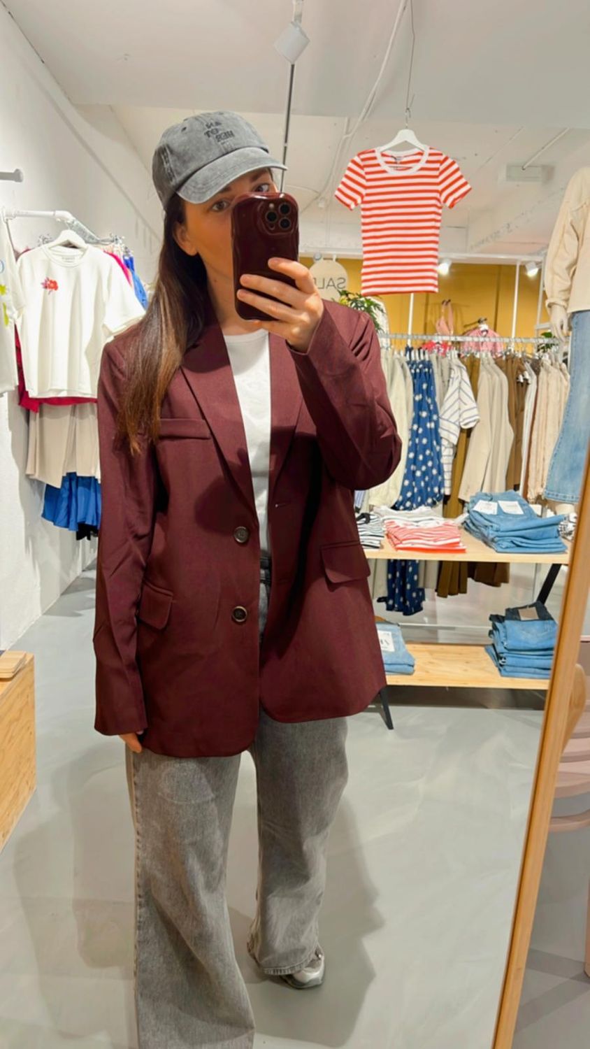 Blazer dames oversized burgundy 