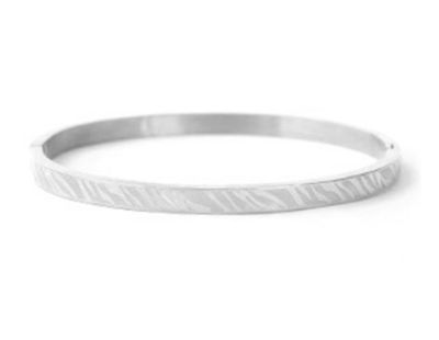 Bangle armband zebra print silver