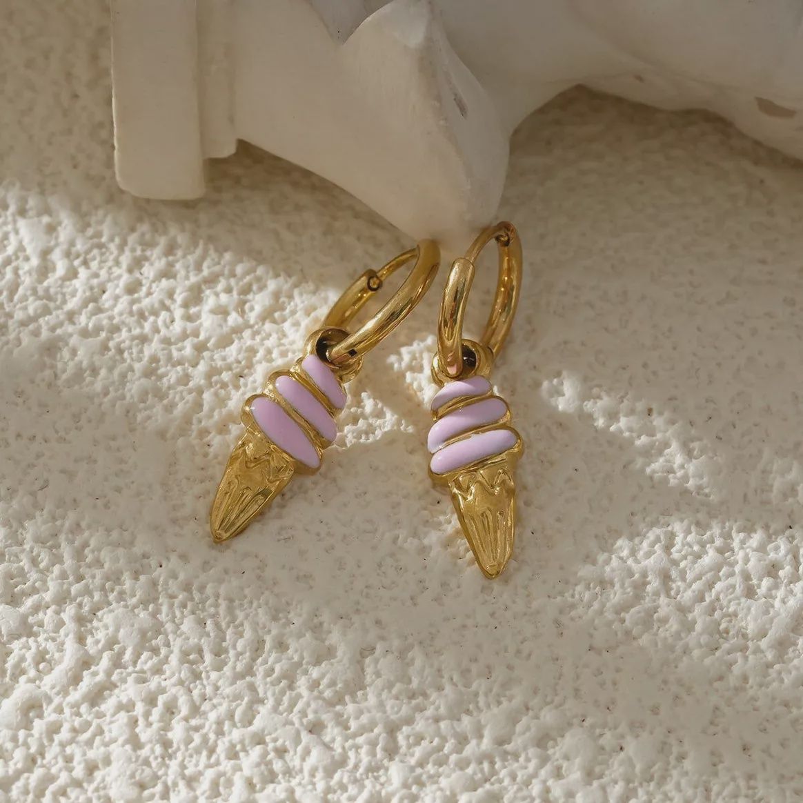 Oorbellen ice cream goud/roze