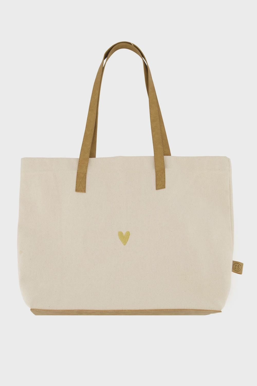 katoenen tas hartje - naturel