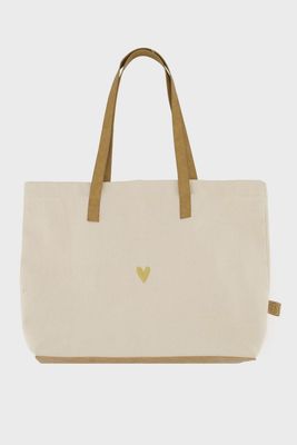 katoenen tas hartje - naturel